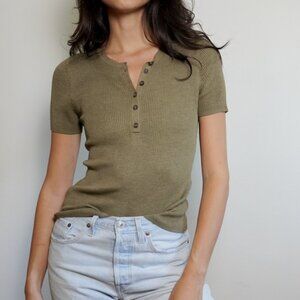 Nili Lotan Silk Henley Top